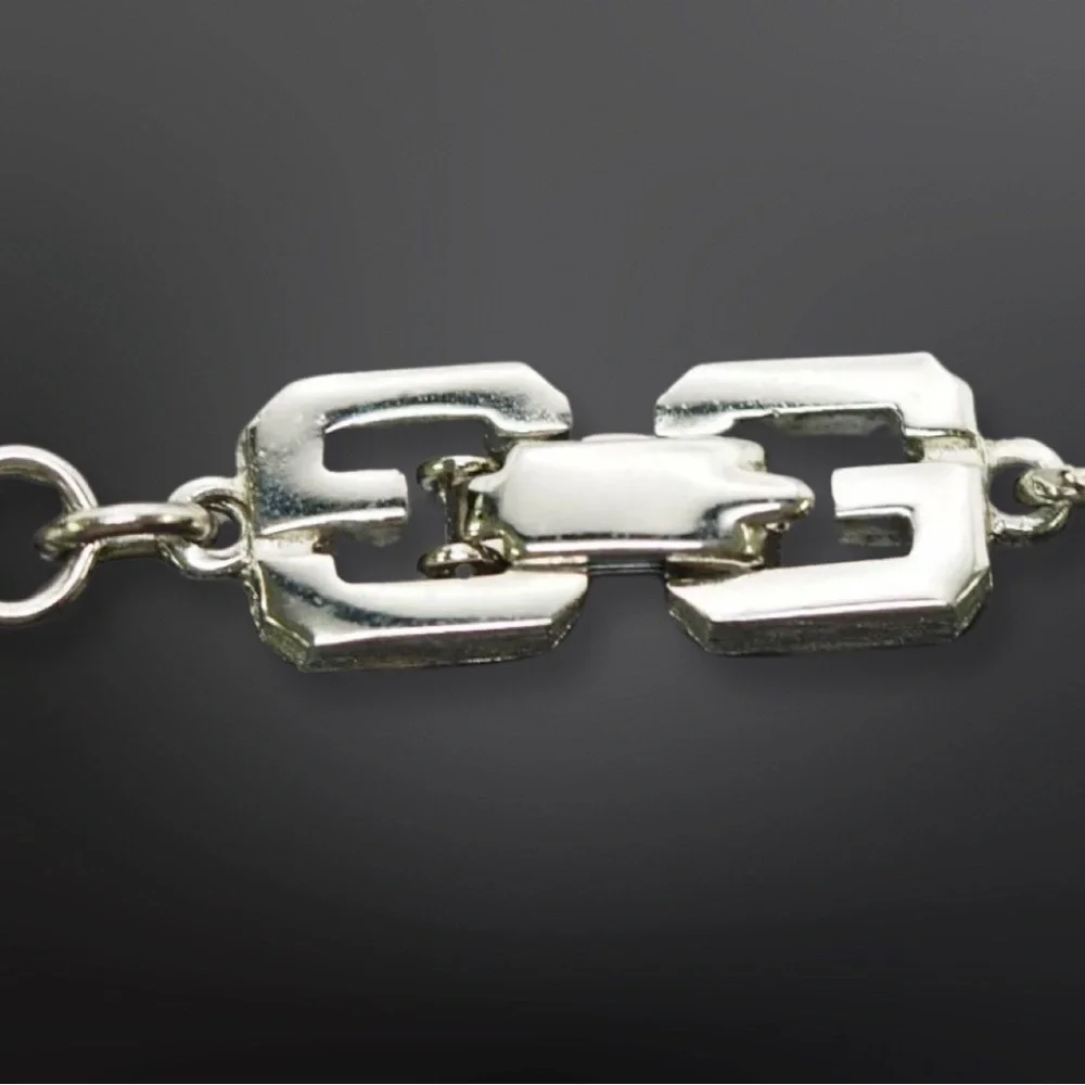 AUTHENTIC VINTAGE GIVENCHY SILVERTONE CHAIN GG CLASP LONG NECKLACE 30" NR - Picture 10 of 12